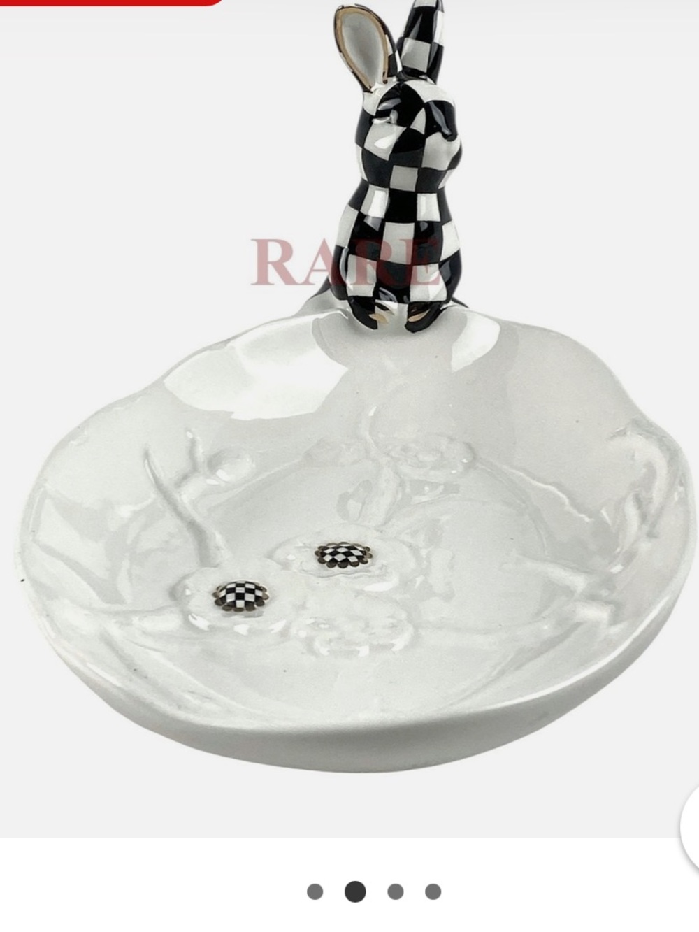Mackenzie-Childs White Rabbit Ceramic Trinket Tray - Picture 10 of 11